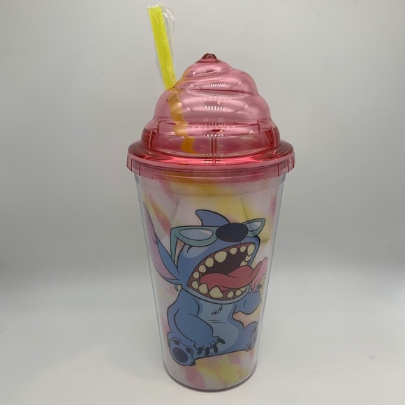 Disney Lilo and Stitch Ice Cream Swirl Acrylic Cup with Lid & Straw - Picture 1 of 13